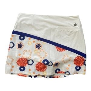 Original Penguin Skort Ladies Retro Geo Print Panel Skirt in Bright White NWT
